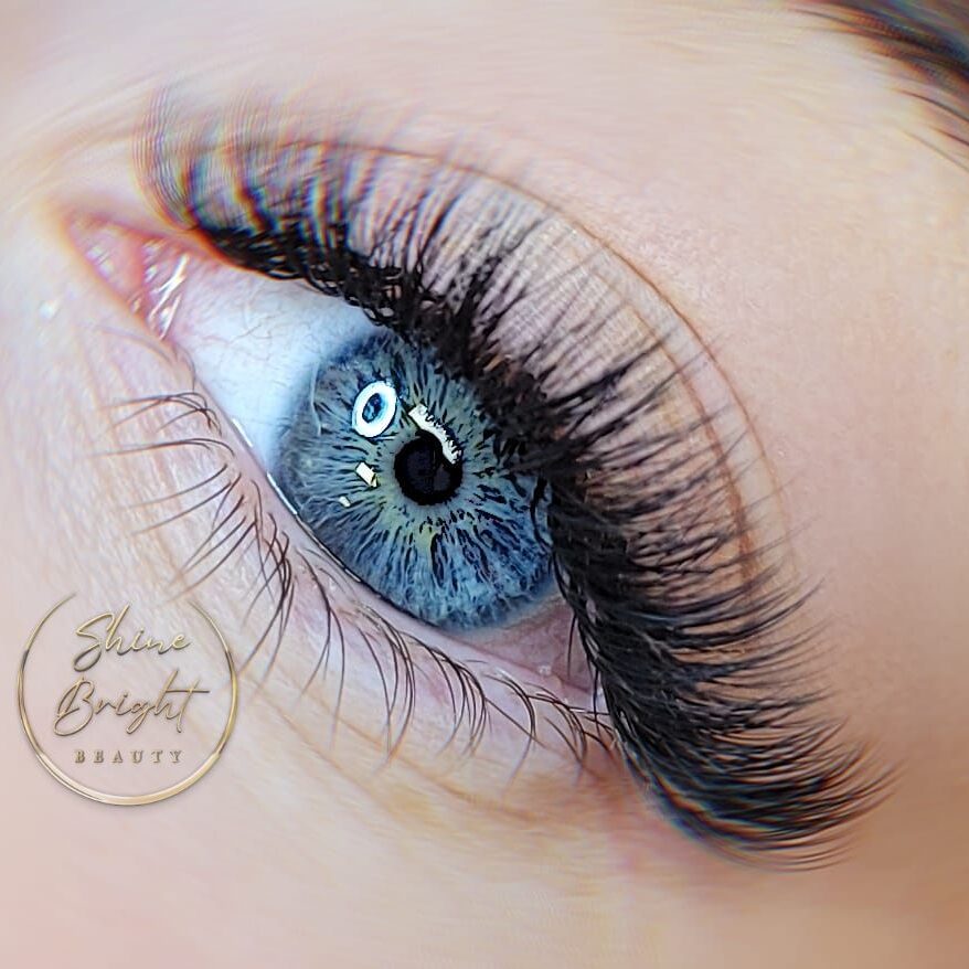 Volume eyelash extensions close up client eye Waterford